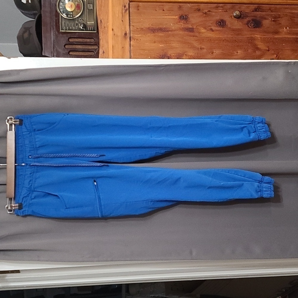 Jaanuu Womens Scrub‎ Nurse Uniform Pants Joggers Blue Zip Pockets Sz. XXS EUC